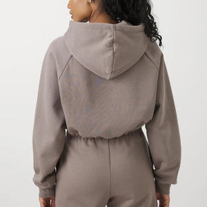 Sudadera con capucha recortada acogedora para mujer con logotipo personalizado bordado OEM ODM ropa informal personalizada suministro directo de fábrica del fabricante - Product Image 5