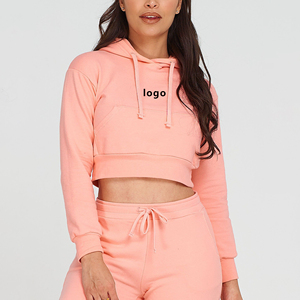 Vente chaude femmes sweat à capuche sweat et survêtement deux pièces ensemble pour entraînement de gymnastique haute qualité 100% coton tissu en vrac - Product Image 1