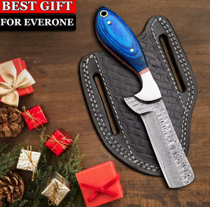 Cuchillo Vaquero Occidental para Exteriores, Hoja Fija de Acero de Damasco, Funda de Cuero, Uso en Cocina, Hecho a Mano, Duradero - Product Image 3