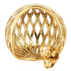 Pendientes de Acero Inoxidable Dorado de Alta Gama yunnique, Aros Redondos de Malla Hueca de Acero Inoxidable, Patrón Geométrico de 190 cm - Product Image 3
