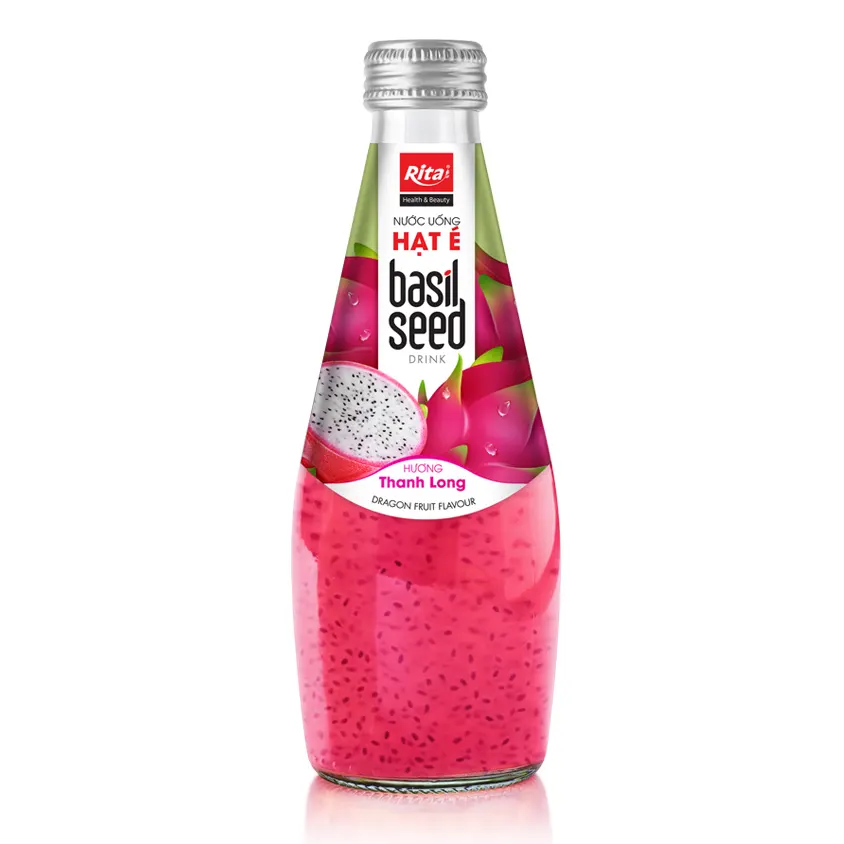 Sampel Gratis Gluten Free Boost Energy Biji Kemangi Manfaat 290 Ml Botol Kaca dengan Jus Dragonfruit