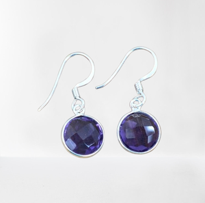 Spinner <b>Earrings</b> Amethyst Gemstone 925 <b>Solid</b> Sterling <b>Silver</b> Dangle <b>Earrings</b> <b>Silver</b> Jewelry for Women Girls Trending Design - Product Image 1