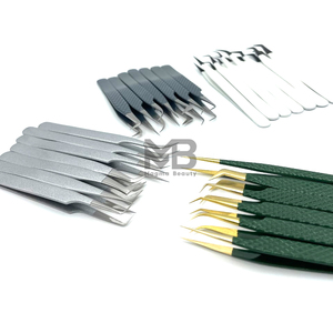Pinzas de extensión de pestañas con agarre de diamante con punta plateada recubierta de color personalizado al por mayor Acero inoxidable japonés con nombre de marca personalizado - Product Image 4
