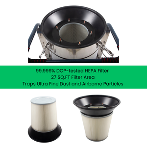 SM100 Industrial Vacuum Cleaner Jet Reverse-Pulse Filter Cleaning Function 26.4 Gal Tank 2.8 HP Motor 212 CFM HEPA 120-inch - Product Image 3