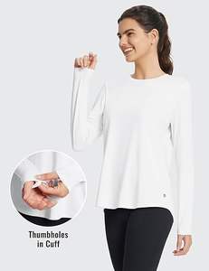 Tops deportivos personalizados para mujer, manga larga, bolsillo con cremallera, agujeros para el pulgar, transpirables, ligeros, elásticos activos, que absorben el sudor - Product Image 2