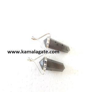 จี้คริสตัลหินอเมทิสต์พลอยอาเกตธรรมชาติแบบสองจุดจี้คริสตัลทรงหกเหลี่ยมพร้อมเทคโนโลยีการตั้งค่าแบบฝา - Product Image 2