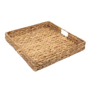 Jacinthe d'eau rectangulaire écologique Plateau de service fait à la main Plateau de rangement pour la cuisine Panier de fruits Plateau de service en jonc de mer du désert - Product Image 4