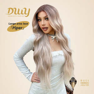 วิกผมสังเคราะห์สีบลอนด์แพลตตินั่ม Piper-DWY พร้อมด้วยลูกไม้โปร่งแสงด้านหน้าและผมลอนตรงกลางแบบเวฟ - Product Image 5