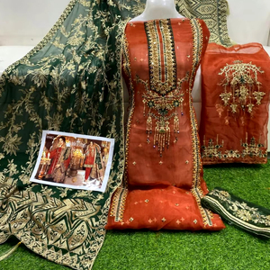 Traje nupcial hecho a mano Nakshi Dabka para mujer pakistaní, ropa de boda y fiesta elegante, diseño Salwar al por mayor - Product Image 1