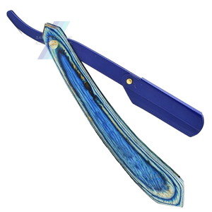 Maquinilla de afeitar recta clásica para hombre con hoja de acero inoxidable y mango de madera de haya afilada preliminar para afeitar para barberos - Product Image 1