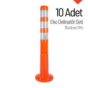 10-Piece 75x8 cm TPU Flexible Buoy Delineator Traffic Warning Products-Orange - Product Image 4