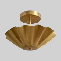 Plafonnier élégant de style mi-siècle, finition or antique, style Sputnik, montage encastré, luminaire suspendu LED rétro moderne, à intensité variable pour la maison