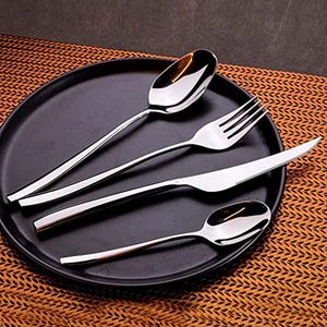 Ustensiles de cuisine de restaurant réutilisables, personnalisés de luxe, couverts en acier inoxydable, vaisselle plaquée argent, miroir poli, poignée martelée - Product Image 5