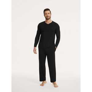 Ensemble de pyjama pour homme personnalisé de qualité supérieure, col en V, en soie et coton tricotés, décontracté, pour la maison et l'hôtel, avec logo personnalisé, imprimé sur toute la surface - Product Image 4