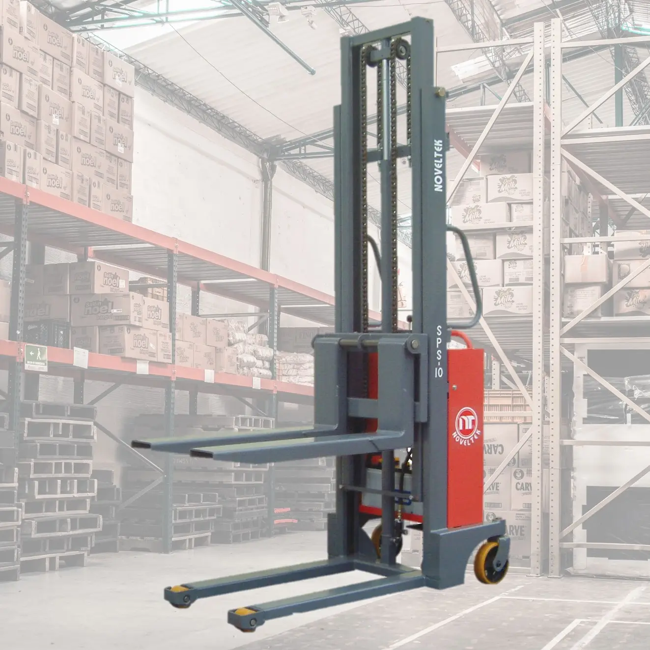 Bốn bánh xe thủy lực tay điện xe tải Pallet Powered Pallet Stacker