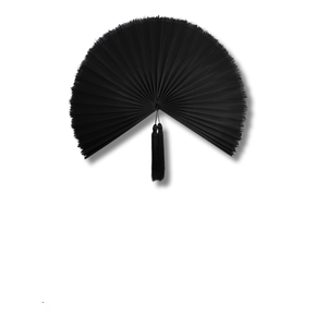 พัดลมแขวนผนังแบบดั้งเดิมทำจากไม้ไผ่พัดลมพับได้ตกแต่งงานแต่งงานศิลปะติดผนังอพาร์ทเมนต์ (สีดำ) - Product Image 1