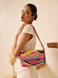 Sac à main artisanal MS en perles de verre multicolores avec poignée, sac décontracté à porter à la main, sac baguette indien fait main de forme personnalisée - Product Image 4