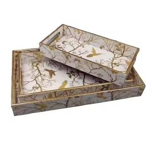 Plateau de service en bois décoratif multifonctionnel durable, fait à la main, écologique, design moderne, pour la maison et la cuisine - Product Image 1