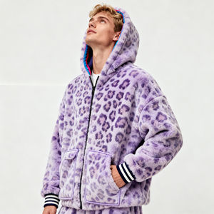 Sweat-shirts et pulls à capuche en fourrure douce de haute qualité personnalisés pour unisexe, sweat-shirt en peluche vintage sherpa avec motif en relief pour hommes - Product Image 3