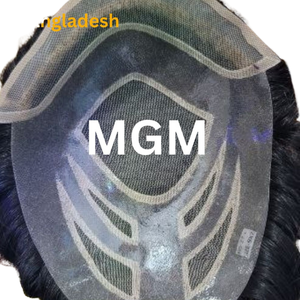 <b>Mens</b> 100% Hand Tied Remy Hair Toupee MGM Latest 100% Indian Human Hair <b>Wig</b> Deep Wave Straight Texture - Product Image 4