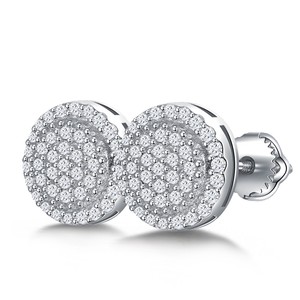 Boucles d'oreilles clous en diamant taille brillant rond, clarté VVS, en argent S925, classiques, en moissanite, plaquées rhodium, pour anniversaire, fiançailles, femme - Product Image 3