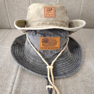 Custom Embroidered Leather Patch Logo Text Bucket <b>Hat</b> in Vietnam Factory <b>for</b> Both <b>Women</b> and Man's Travel Hiking Cap - Product Image 1