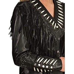 Precio de calidad, calidad superior, diseño personalizado, talla adulta, chaqueta con flecos para mujer, chaqueta occidental, chaqueta de cuero para mujer - Product Image 1