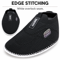 Empeignes de chaussures en textile tricoté noir avec boucle de traction et bordure surjetée blanche pour la production de chaussures