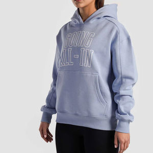Ensemble de survêtement pour femme en molleton de coton anti-rides imprimé à l'écran, à épaules tombantes, style streetwear, sweat-shirt à capuche - Product Image 2