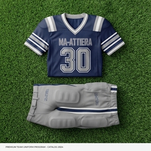 Maillot de football américain bleu marine personnalisé, pantalon rembourré, uniforme d'équipe, numéro 30, vêtements de sport de performance, vente en gros OEM - Product Image 5