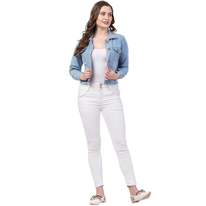 Veste en jean d'hiver personnalisée pour femme, col rabattu standard, délavée, écologique, respirante, réversible, style urbain, coupe basse - Product Image 5