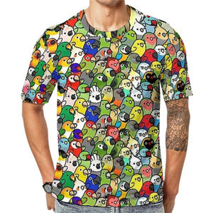 Oiseaux 3D imprimé t-shirt motif drôle conception t-shirt décontracté pour hommes col rond manches courtes - Product Image 2