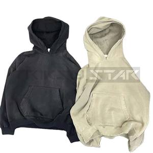 Vente en gros de sweat à capuche personnalisé épais délavé au soleil pour hommes coton éponge français de haute qualité délavé à l'acide en détresse vintage pour l'automne - Product Image 4