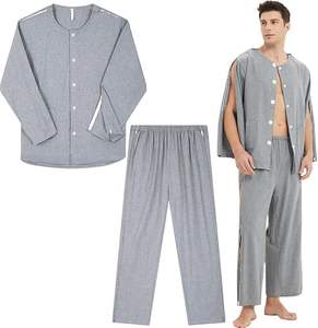 Camisas y pantalones de quimioterapia para hombres con 2 broches laterales Camisas y pantalones de rehabilitación postoperatoria de manga larga - Product Image 5