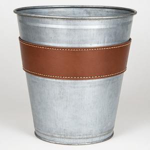 Elegant <b>Galvanised</b> Leather <b>Planter</b> In Antique Rustic Finish Artisan Handwork Perfect For Decorative Seasonal Interiors - Product Image 4