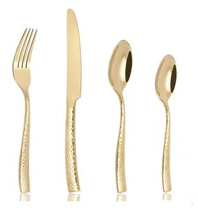 Ensemble de cuillères de restauration en métal en vrac en acier inoxydable, argenterie plaquée or mat, couverts de mariage, ensemble de couverts en or - Product Image 2