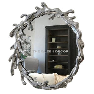 Espejo de pared decorativo para el hogar con diseño antiguo Chapado en plata con forma ovalada de Metal de aluminio moderno Venta caliente de la más alta calidad - Product Image 1