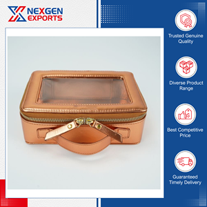 Top-Rated High Quality Eco-Friendly Portable PU PVC Genuine Leather Large Capacity Cosmetic Bag with Zipper-Decent Price - Product Image 5