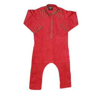 ชุดคุรตะ ชัลวาร์ปักลายสำหรับเด็กผู้ชาย - สีมารูน - Product Image 4