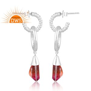 Nouvellement Design Fine Sterling Silver Natural Multi Tourmaline Bio Doublet Quartz Gemstone Dangle Boucle D'oreille Fabricant De Bijoux - Product Image 3