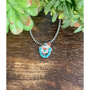 Pendentif épingle Thunderbird en argent sterling incrusté de pierres multicolores, artisanat Zuni - Product Image 1