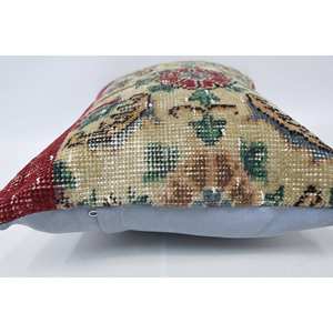 Beige Laine 16x24 Pouces Kantha Oreiller De Luxe Vintage Floral Brodé Tissé Coussin Portable Literie Coussin Décoratif - Product Image 5