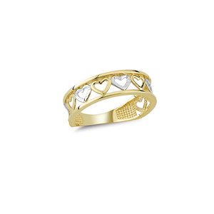 Anillos de Oro Sólido de 14K, Anillo de Bodas, Anillo de Oro para Mujer, Anillos de Pareja, Joyería de Fantasía, Corte de Diamante, Dos Tonos, Joyería de Oro de 2 Gramos - Product Image 4