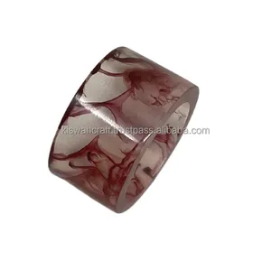 Anneaux de serviette en résine, design classique, motif marbre ambre noir, largeur 5 cm, écologiques, décoration de table de fête, durables - Product Image 6