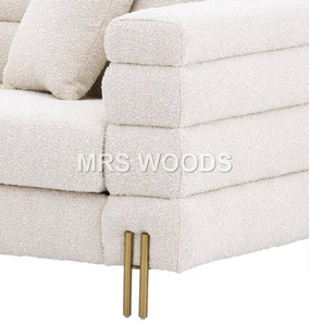 MRS WOODS <span class=keywords><strong>bianco</strong></span> singolo lato ristorante divano sedile stile bohémien tessuto copridivano con gamba <span class=keywords><strong>oro</strong></span> poltrona monoposto divano - Product Image 4