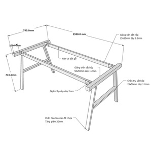 AConcept HCAC008 1600x800mm Steel <b>Table</b> Legs Assembly Required <b>for</b> <b>Computer</b> Desks - Product Image 4
