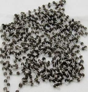 Cadena de Rosario con Cuentas Facetadas de Latón de 3-4 mm con Baño de Plata/Oro/Negro, Cadena de Piedras Preciosas de Alta Calidad para la Fabricación de Joyas - Product Image 3