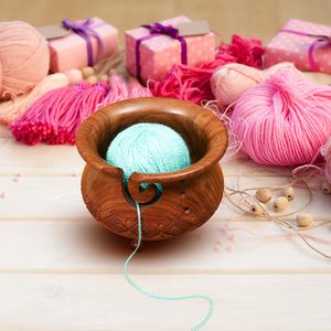 Bol de fil en bois organisateur de stockage de fil vide avec trous pour laisser passer le fil, crochet de tricot artisanal bricolage - Product Image 5