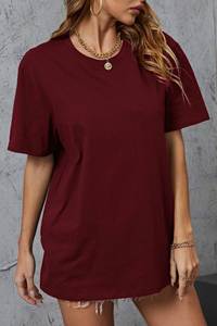 Camisetas cómodas de alta calidad para mujer, camisetas de verano de último estilo, camisetas de gran oferta teñidas lisas para mujer - Product Image 3