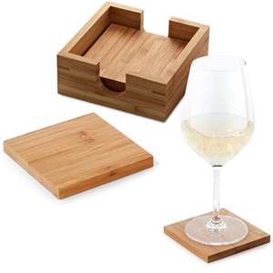 Ensemble de sous-verres en bambou encastrés avec support de rangement circulaire, tapis de boisson naturel, protection de surface de table, ustensiles de cuisine écologiques - Product Image 6